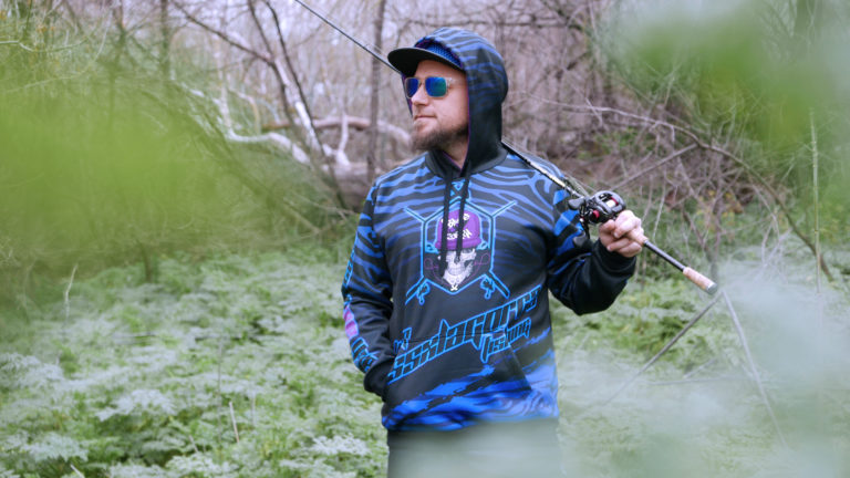 Camiseta azul pesca